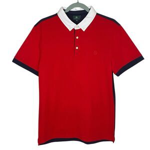AG Adriano Goldschmied Polo Shirt Mens M Red Blue Short Sleeve Golf Preppy NEW